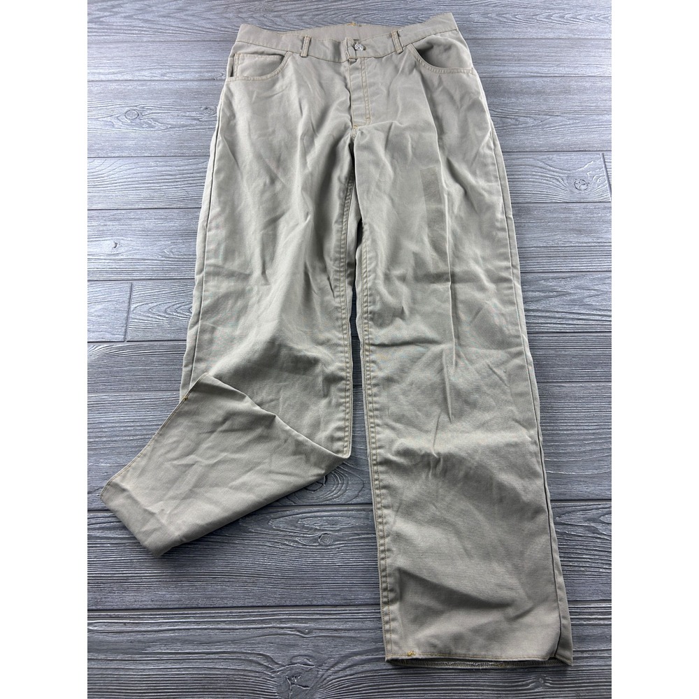 VTG Unbranded Khaki Tan Straight Wide Leg Twill Workwear Pants Mens 33x31